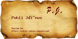 Pohli János névjegykártya